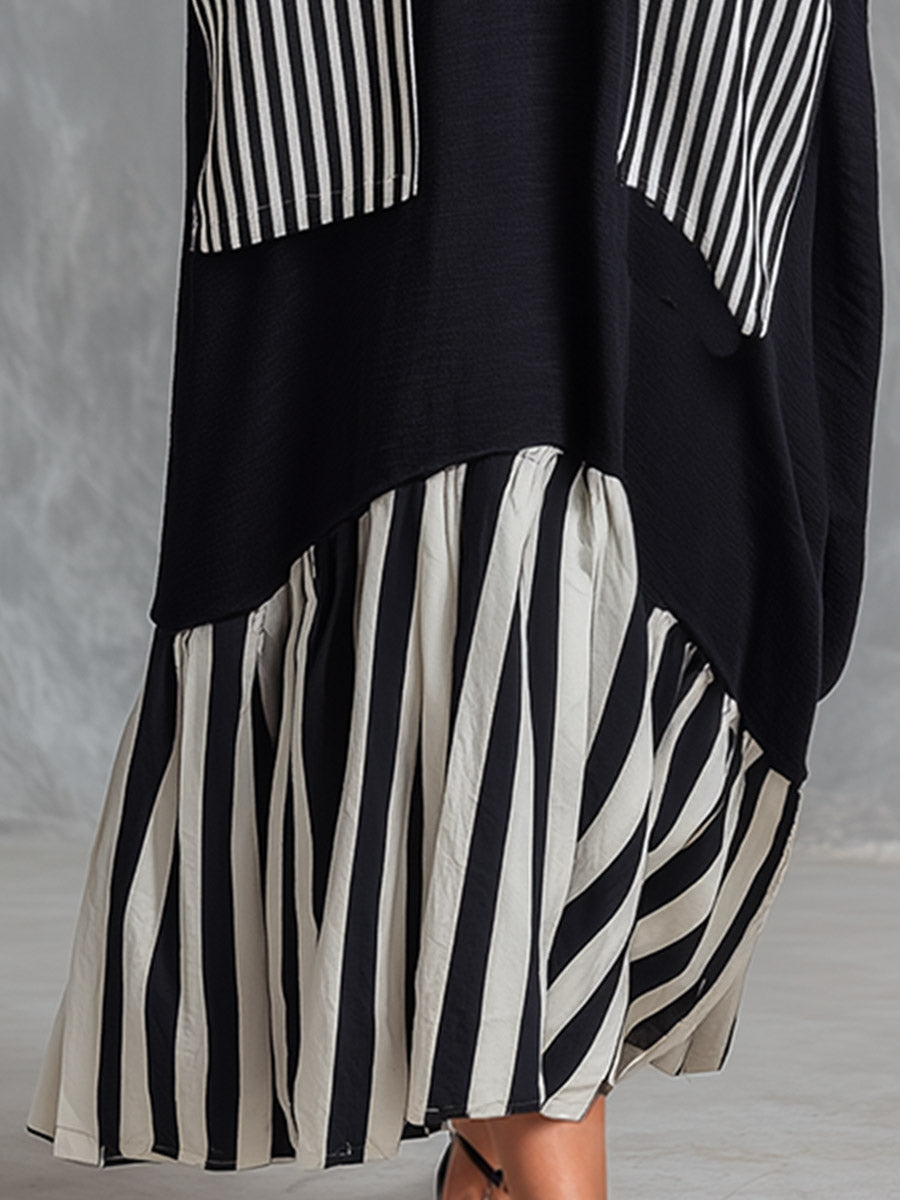 Calvyre-Paris | Sylvie | Robe longue ample en coton à détails patchwork