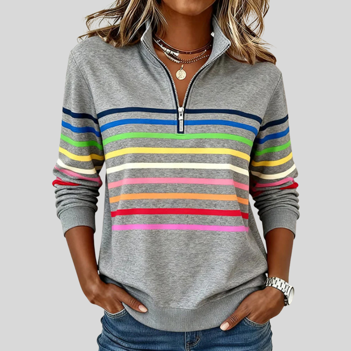 Calvyre-Paris  | Sweat Zippé Rayures Multicolores pour Femme Nathalie
