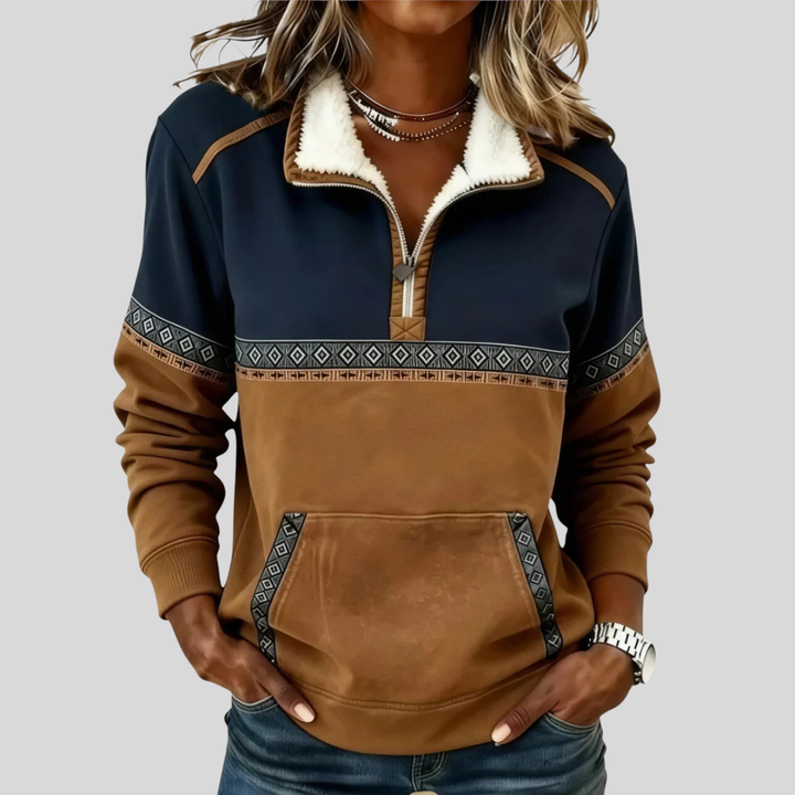 Calvyre-Paris  | Pull Demi-Zip Bicolore pour Femme Lucie