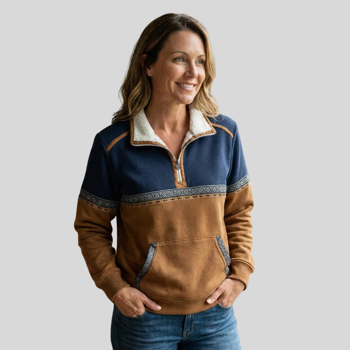 Calvyre-Paris  | Pull Demi-Zip Bicolore pour Femme Lucie