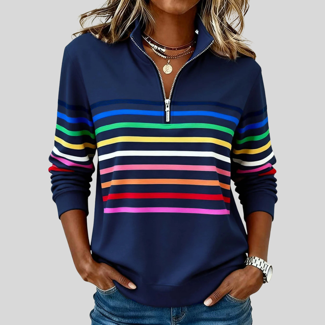 Calvyre-Paris  | Sweat Zippé Rayures Multicolores pour Femme Nathalie