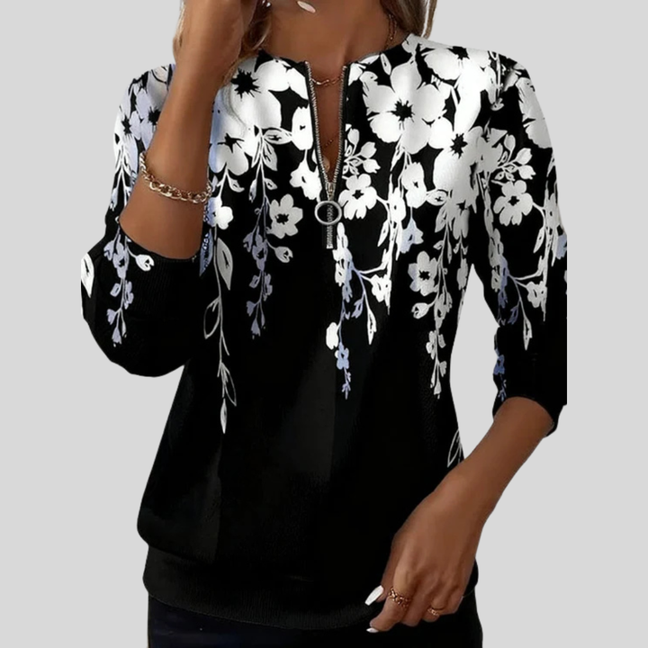 Calvyre-Paris  | Sweat Zippé Fleurs Graphiques pour Femme Aveline