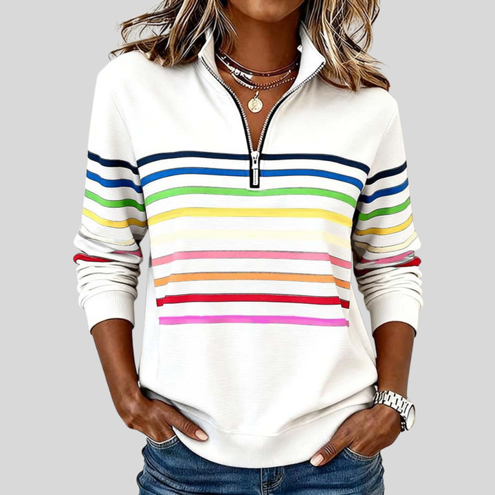 Calvyre-Paris  | Sweat Zippé Rayures Multicolores pour Femme Nathalie