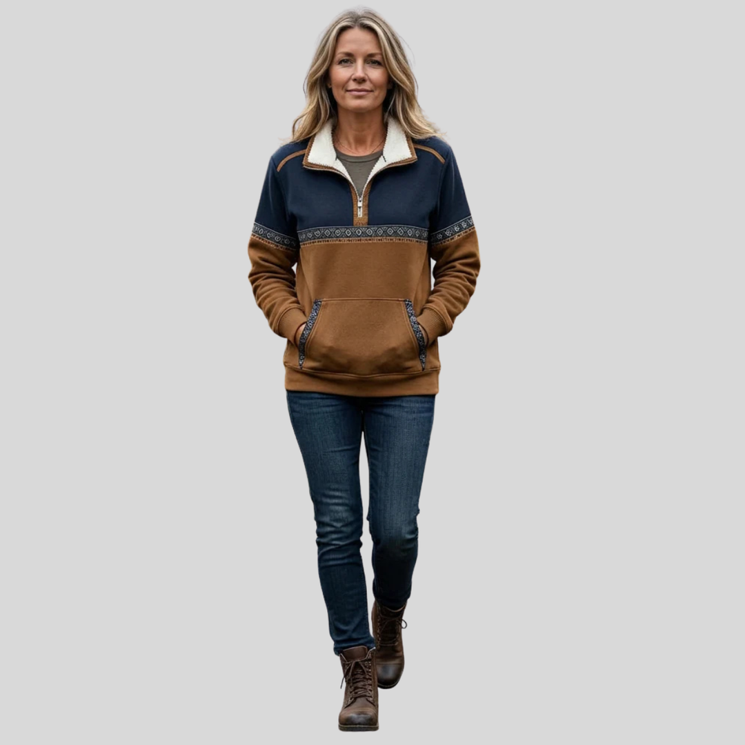 Calvyre-Paris  | Pull Demi-Zip Bicolore pour Femme Lucie
