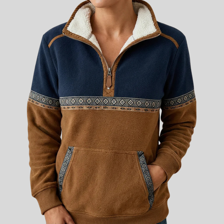 Calvyre-Paris  | Pull Demi-Zip Bicolore pour Femme Lucie