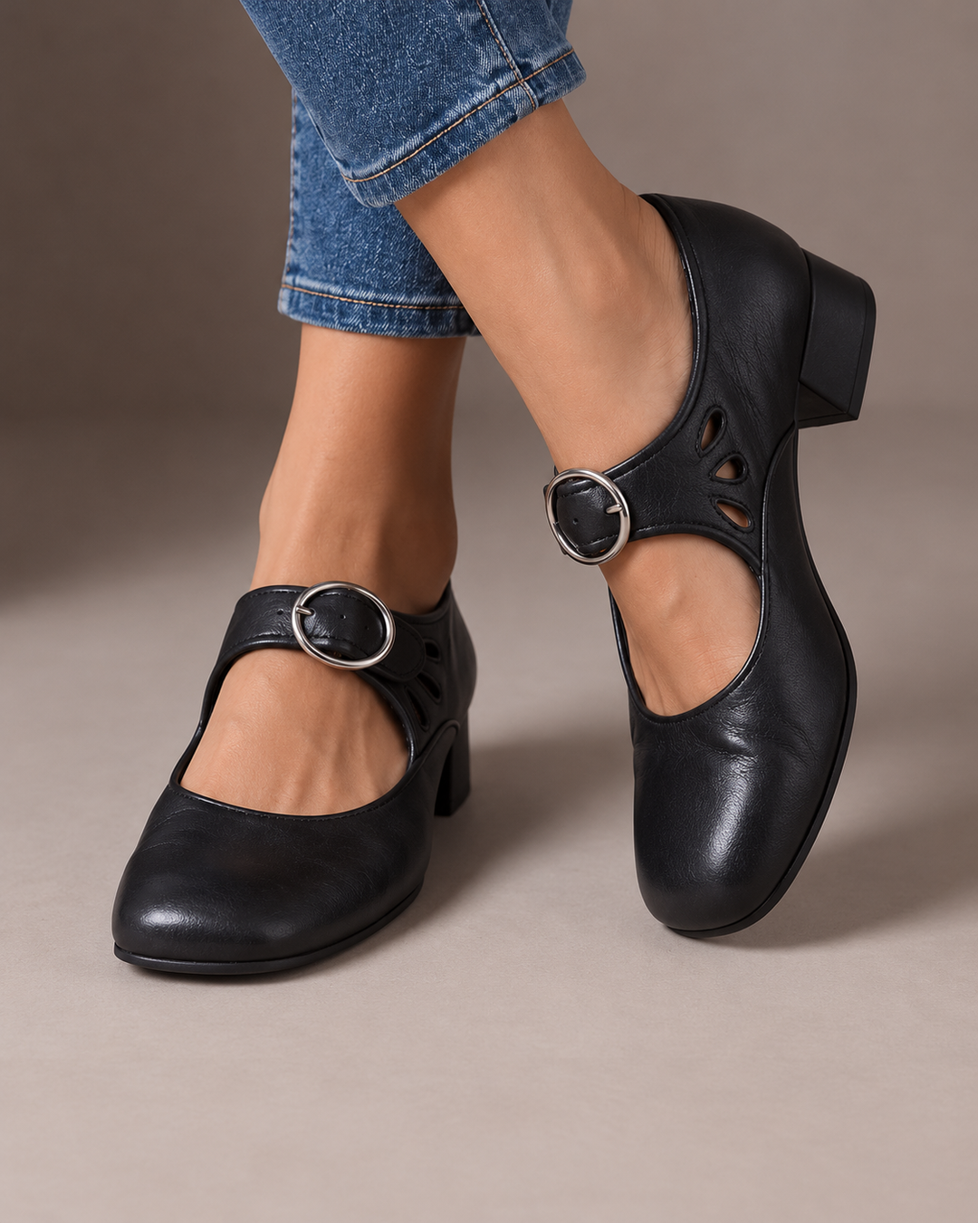 Calvyre-Paris | Babies en Cuir à Talon pour Femme | Tessa
