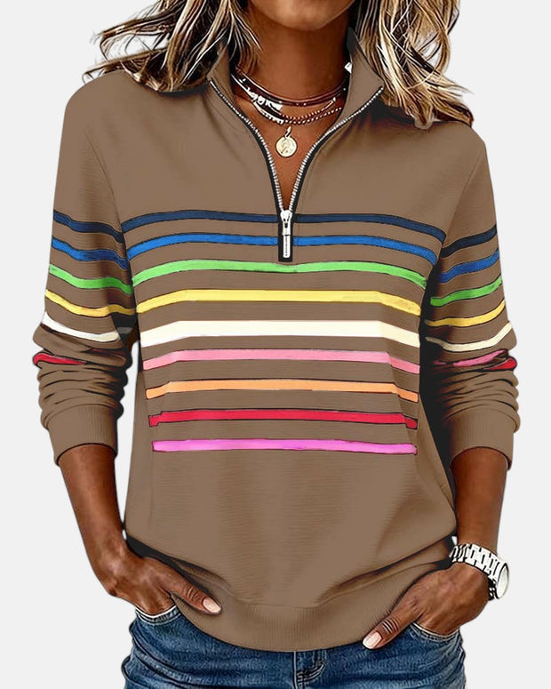 Calvyre-Paris  | Sweat Zippé Rayures Multicolores pour Femme Nathalie