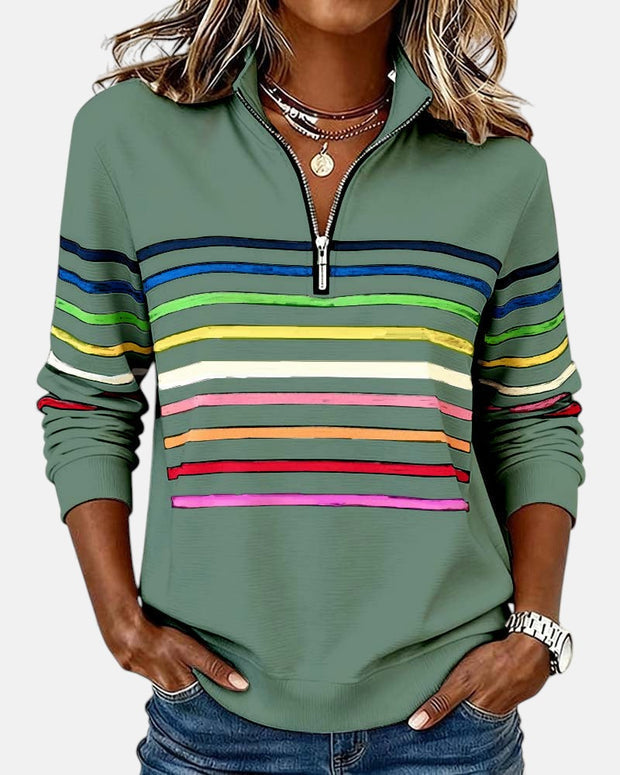 Calvyre-Paris  | Sweat Zippé Rayures Multicolores pour Femme Nathalie