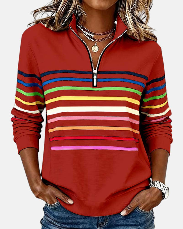 Calvyre-Paris  | Sweat Zippé Rayures Multicolores pour Femme Nathalie