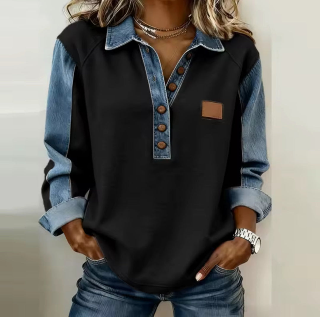 Calvyre-Paris  | Pull Col Boutonné Bicolore pour Femme Pauline