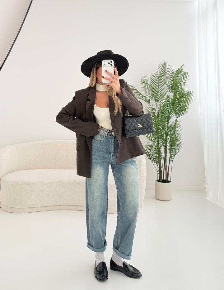Calvyre-Paris | Perrine | Veste unie à deux boutons grise