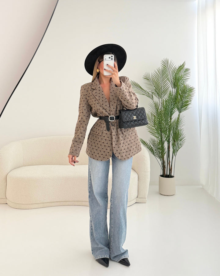 Calvyre-Paris | Maëlle | Veste épaisse à petits nœuds marron