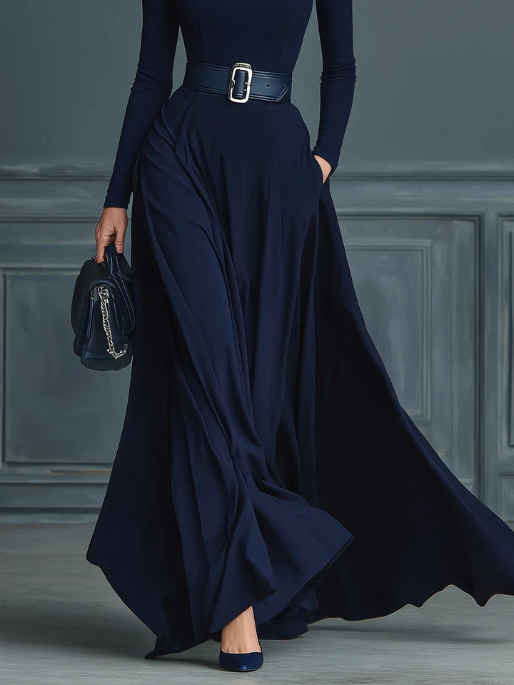 Calvyre-Paris | Geneviève | Robe longue en maille à col montant