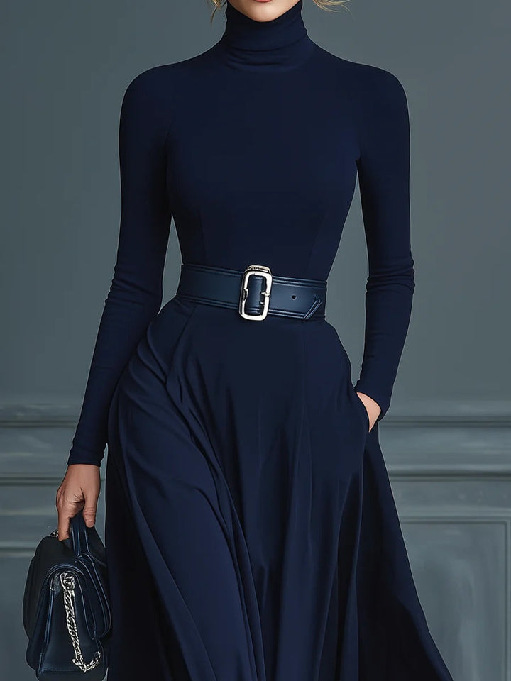 Calvyre-Paris | Geneviève | Robe longue en maille à col montant