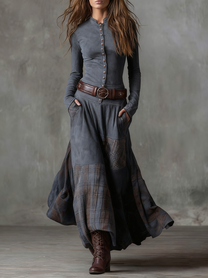 Calvyre-Paris | Élise | Robe longue en suédine avec ceinture