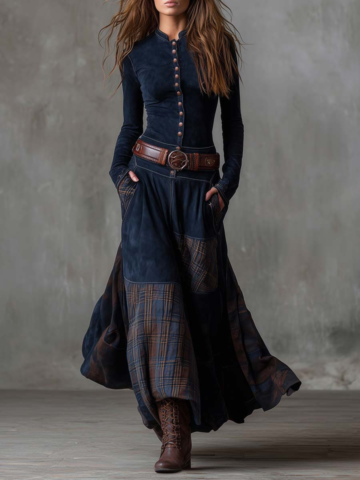 Calvyre-Paris | Élise | Robe longue en suédine avec ceinture