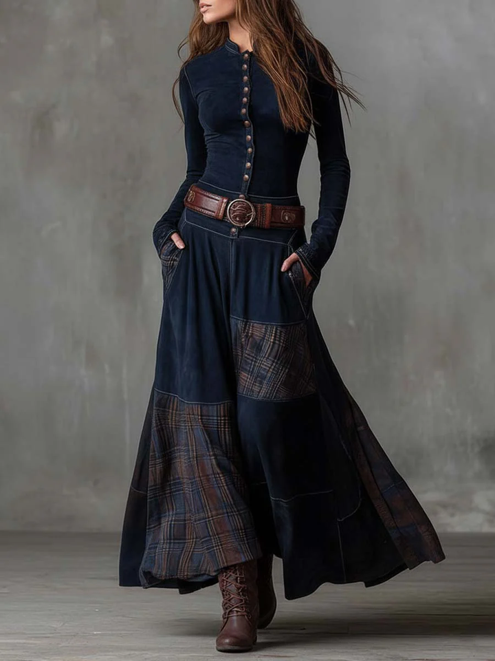 Calvyre-Paris | Élise | Robe longue en suédine avec ceinture