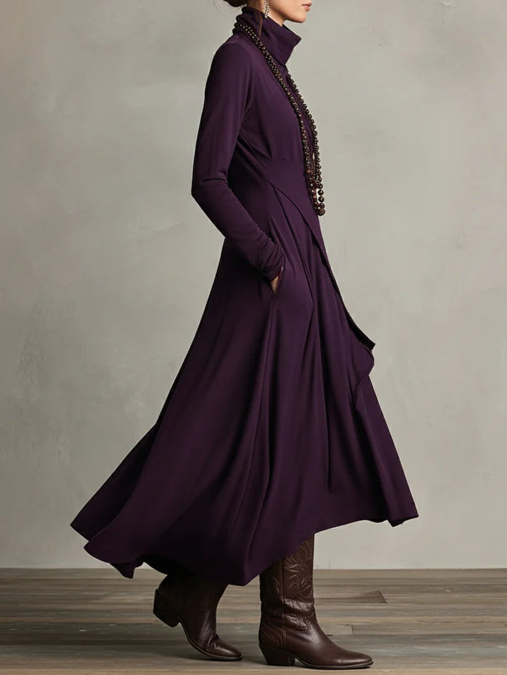 Calvyre-Paris | Solange | Robe longue drapée à col montant