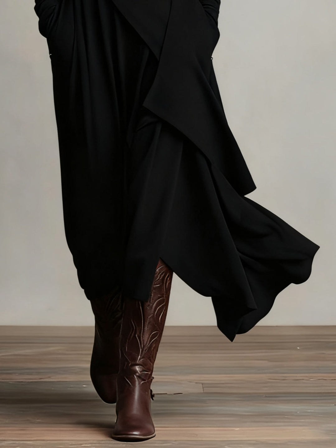 Calvyre-Paris | Solange | Robe longue drapée à col montant