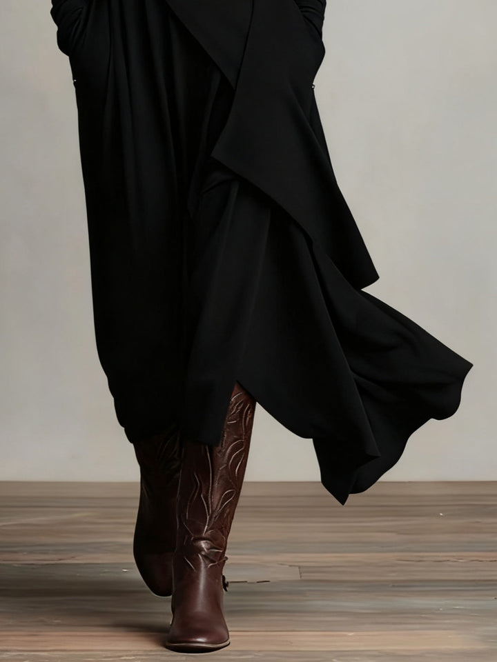 Calvyre-Paris | Solange | Robe longue drapée à col montant