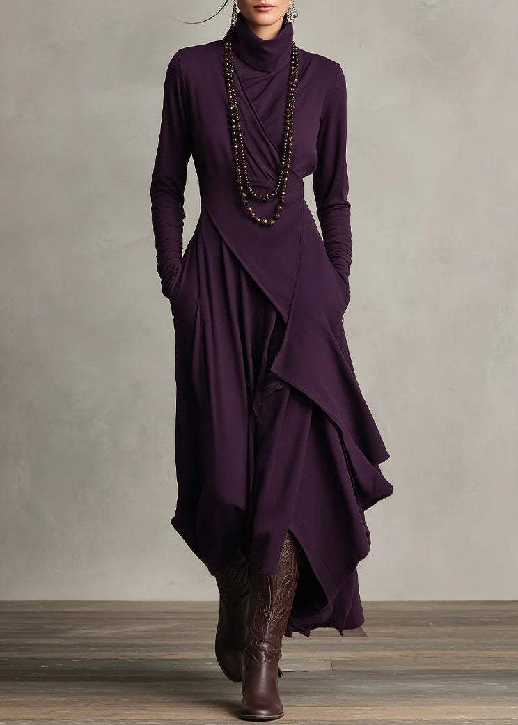 Calvyre-Paris | Solange | Robe longue drapée à col montant