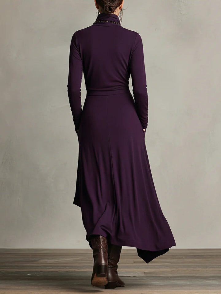 Calvyre-Paris | Solange | Robe longue drapée à col montant