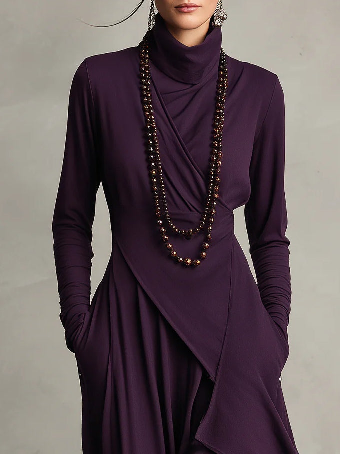 Calvyre-Paris | Solange | Robe longue drapée à col montant