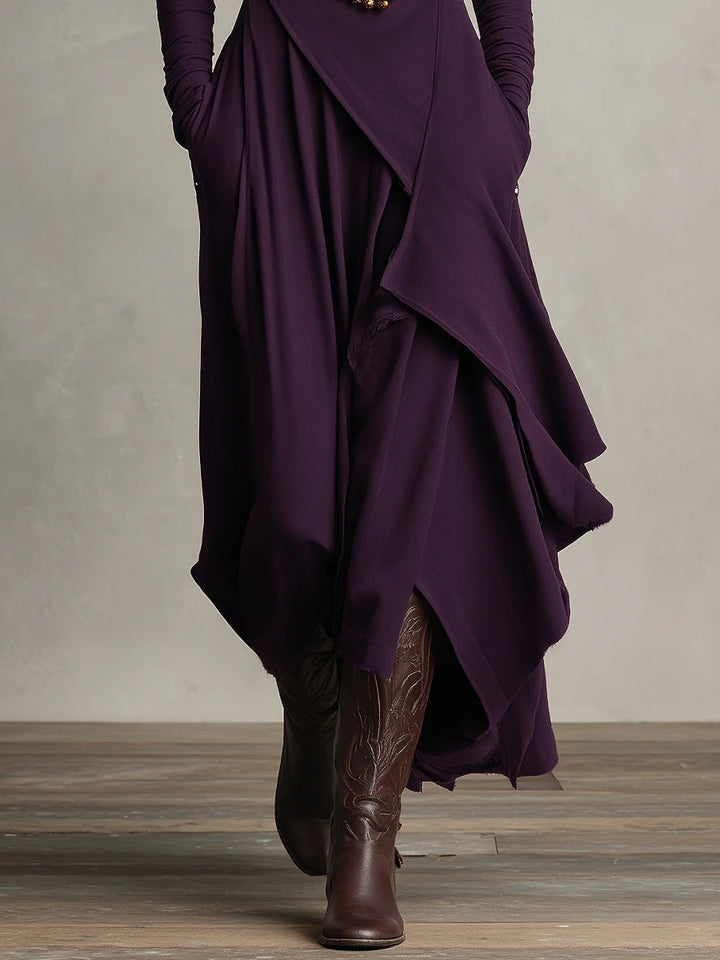Calvyre-Paris | Solange | Robe longue drapée à col montant