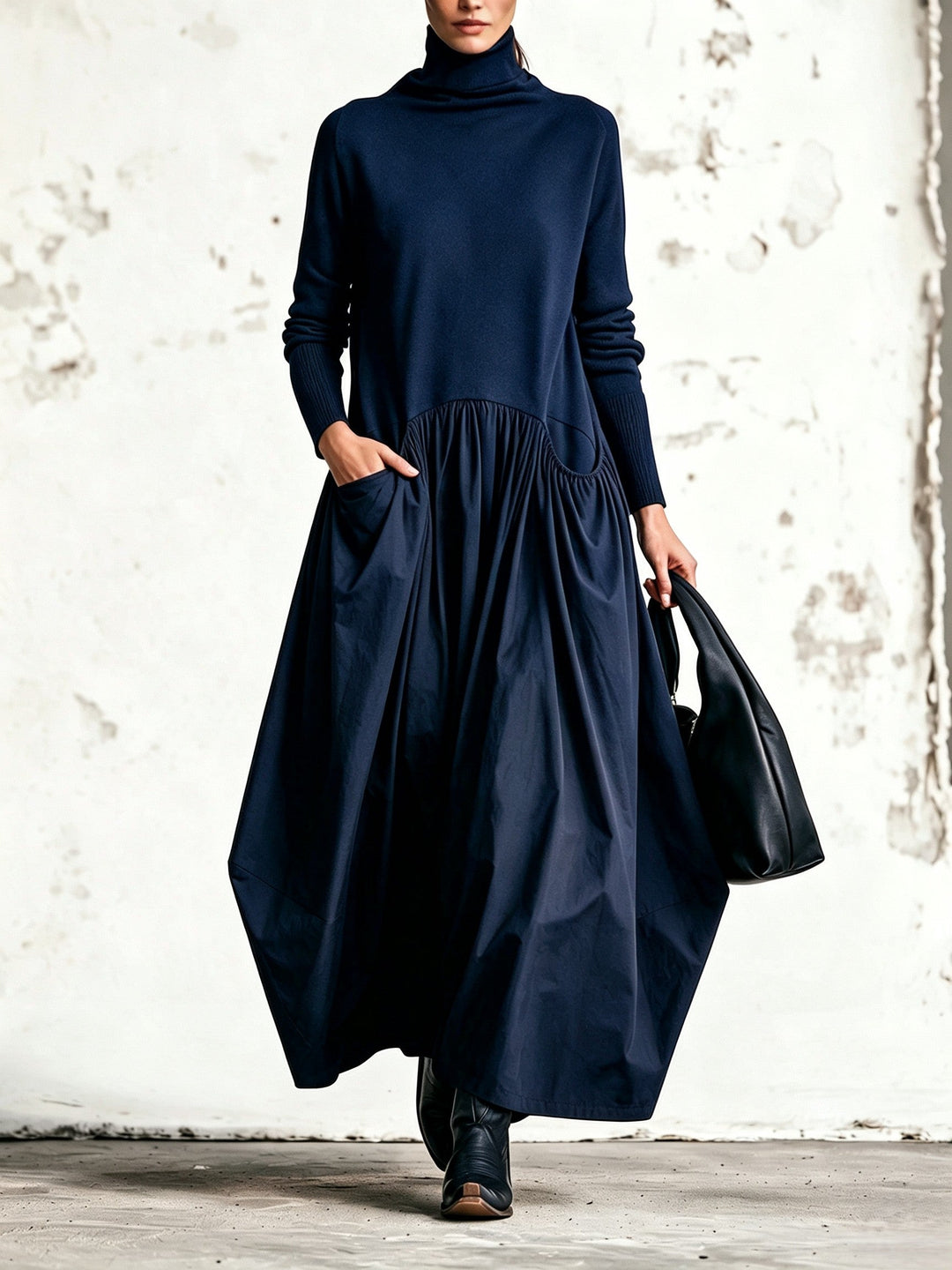 Calvyre-Paris | Odette | Robe longue ample à col montant