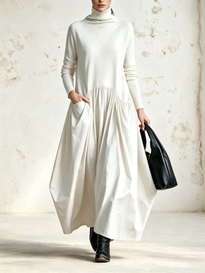 Calvyre-Paris | Odette | Robe longue ample à col montant