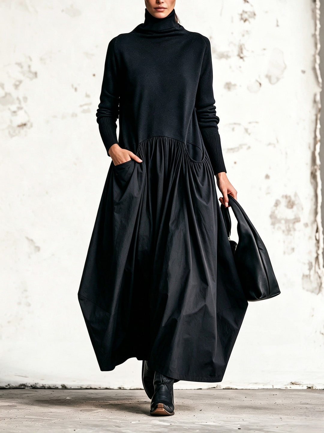 Calvyre-Paris | Odette | Robe longue ample à col montant