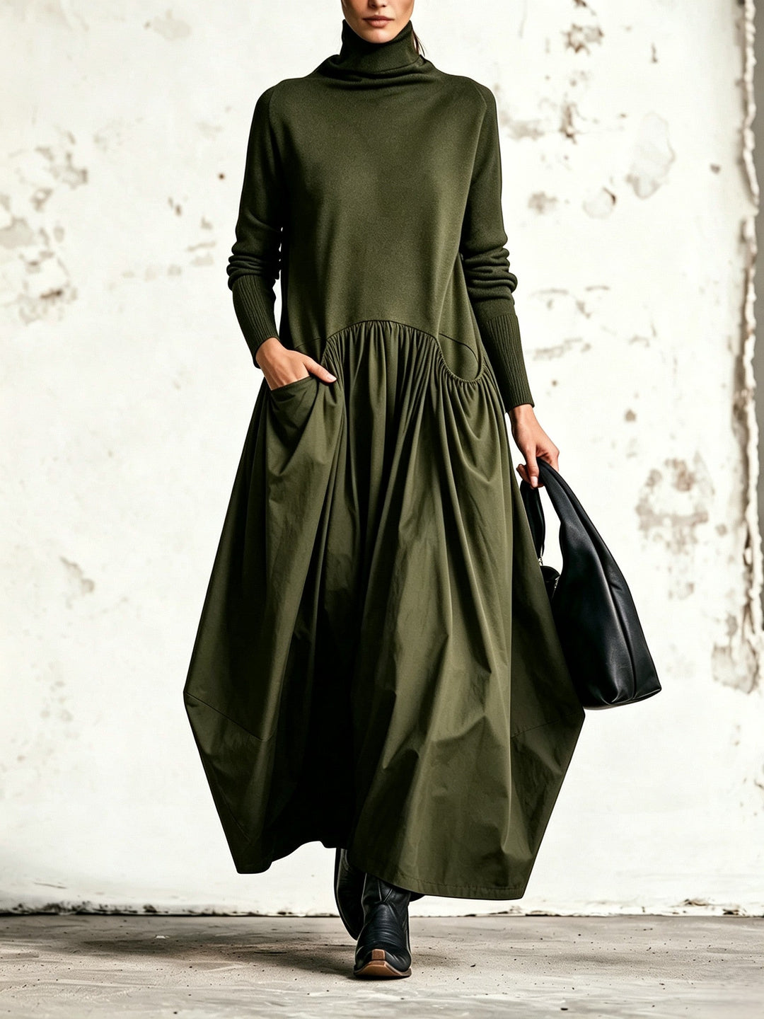 Calvyre-Paris | Odette | Robe longue ample à col montant