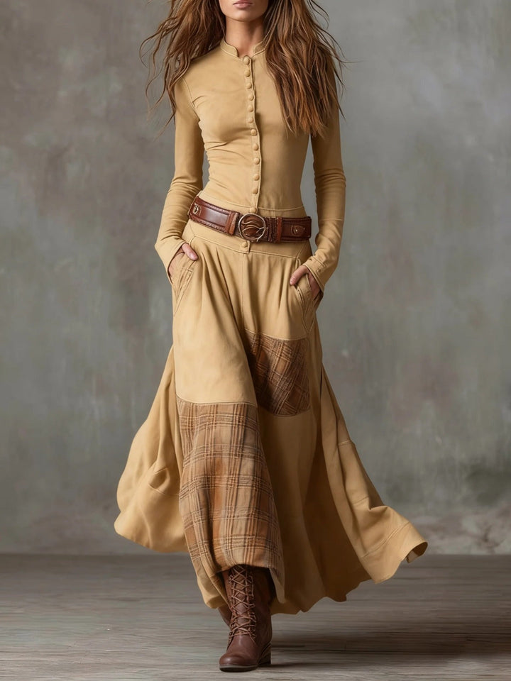 Calvyre-Paris | Élise | Robe longue en suédine avec ceinture