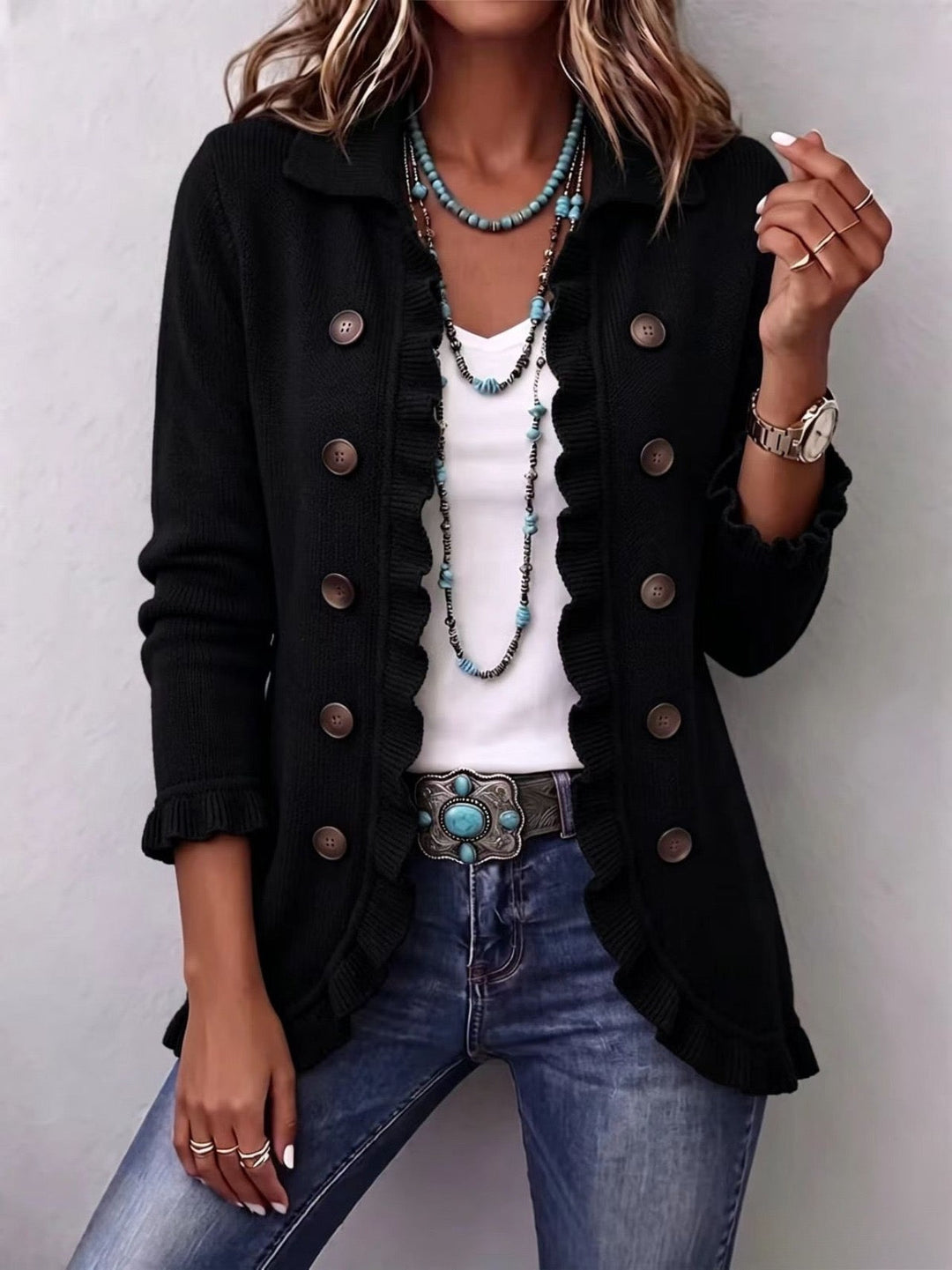 Calvyre-Paris | Inès | Veste en maille noire vintage