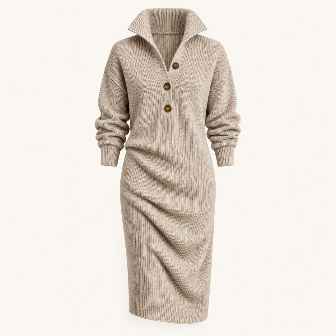 Calvyre-Paris Avignon | Robe élégante — vue de face sur fond blanc cassé.
