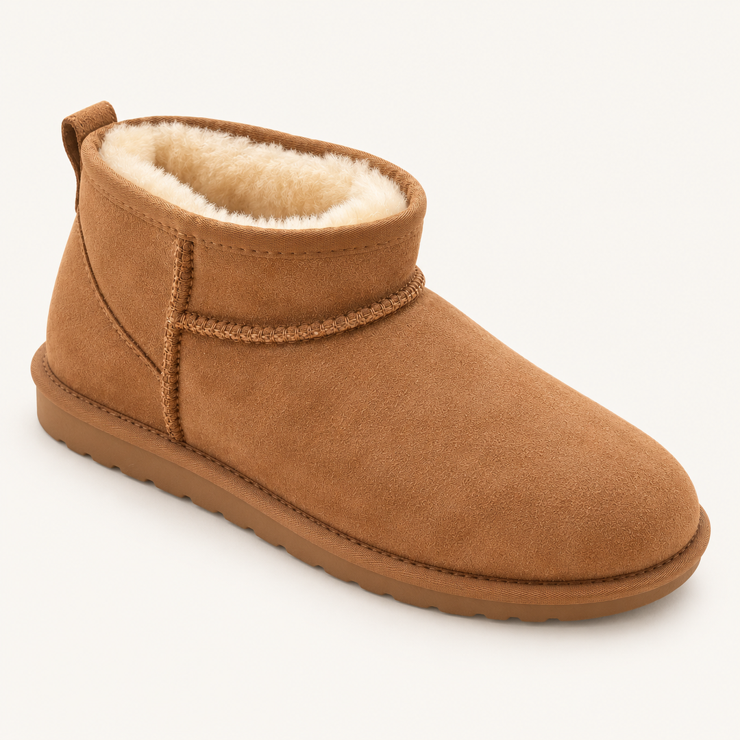 Calvyre-Paris Alix – Bottines fourrées hommes — vue de face sur fond blanc cassé.