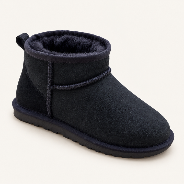 Calvyre-Paris Alix – Bottines fourrées femmes — Noir, sur fond blanc cassé.