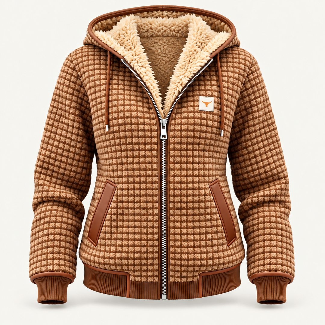 Calvyre-Paris  | Veste Matelassée à Capuche pour Femme Camille — Beige, sur fond blanc cassé.