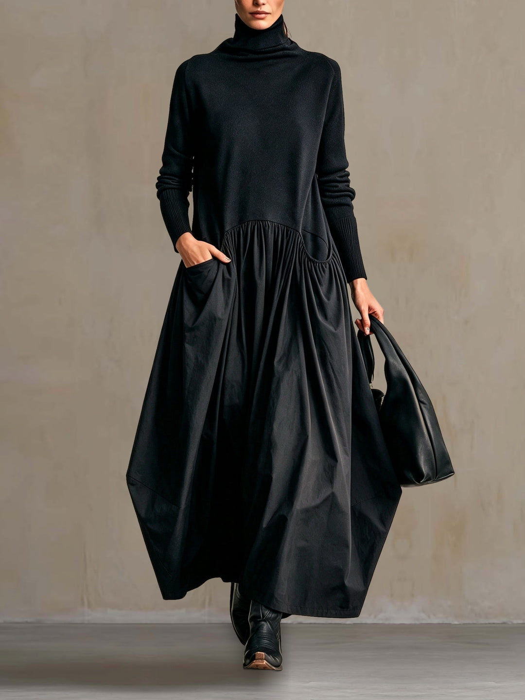 Calvyre-Paris | Odette | Robe longue ample à col montant