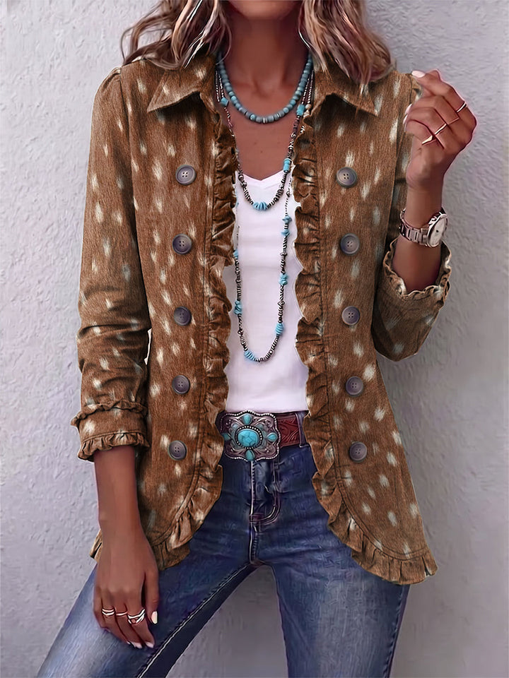 Calvyre-Paris | Clémence | Veste marron à imprimé animalier