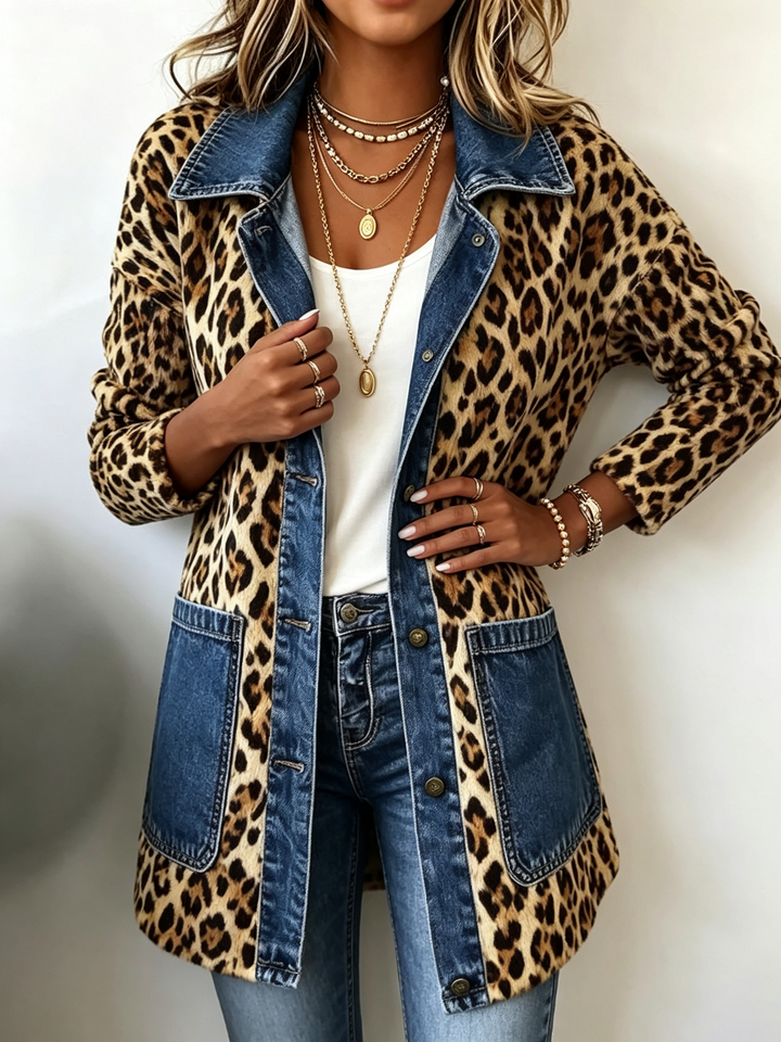 Calvyre-Paris | Léa | Veste léopard et denim
