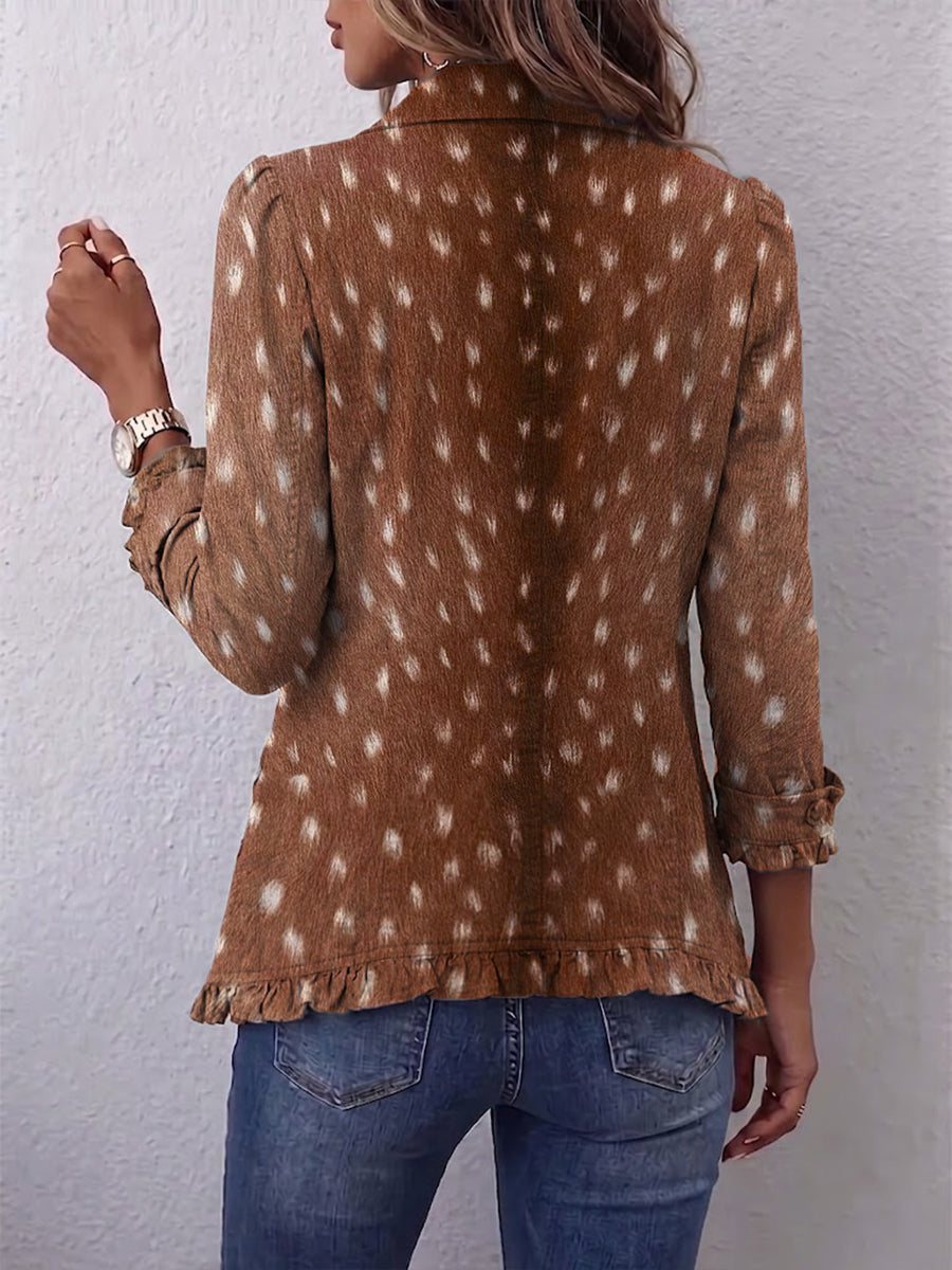 Calvyre-Paris | Clémence | Veste marron à imprimé animalier