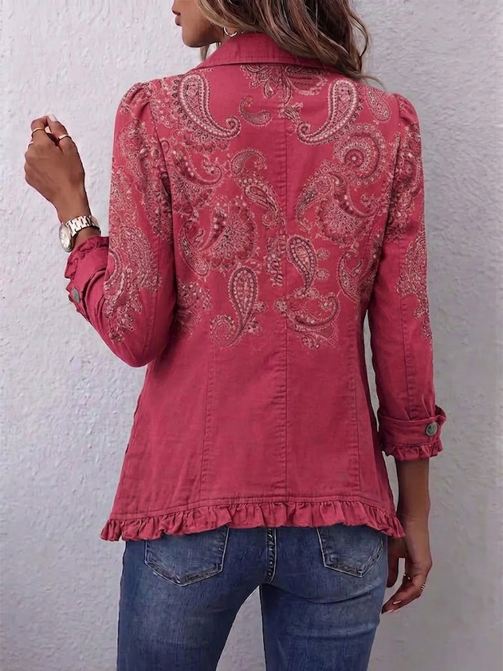 Calvyre-Paris | Manon | Veste rose à motif cachemire