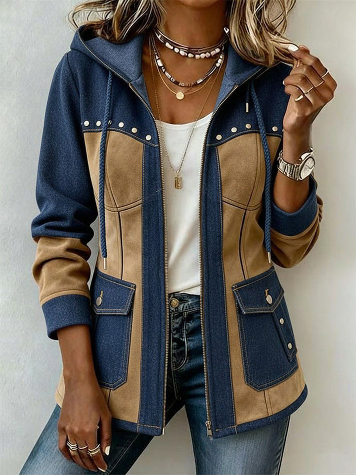 Calvyre-Paris | Amélie | Veste à capuche bleu marine