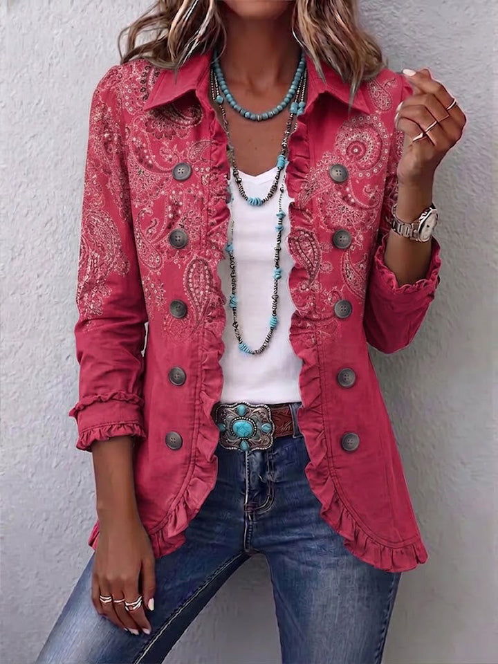 Calvyre-Paris | Manon | Veste rose à motif cachemire