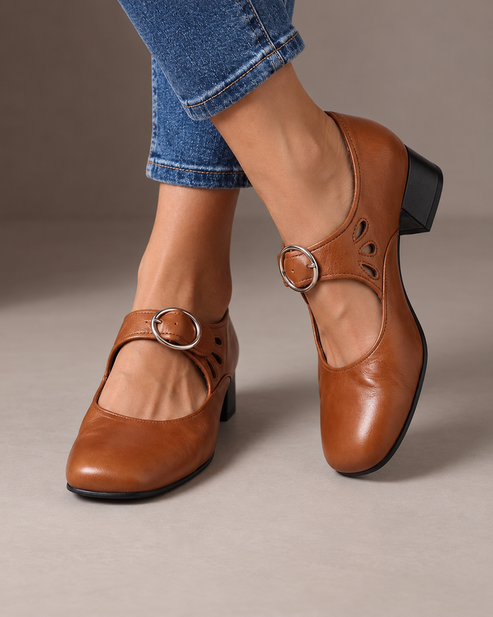 Calvyre-Paris | Babies en Cuir à Talon pour Femme | Tessa